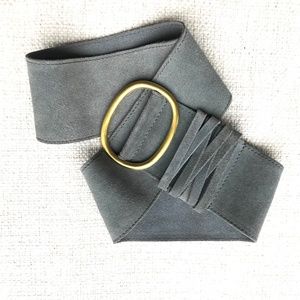 Wide Blue Leather Suede Belt from Anthropologie